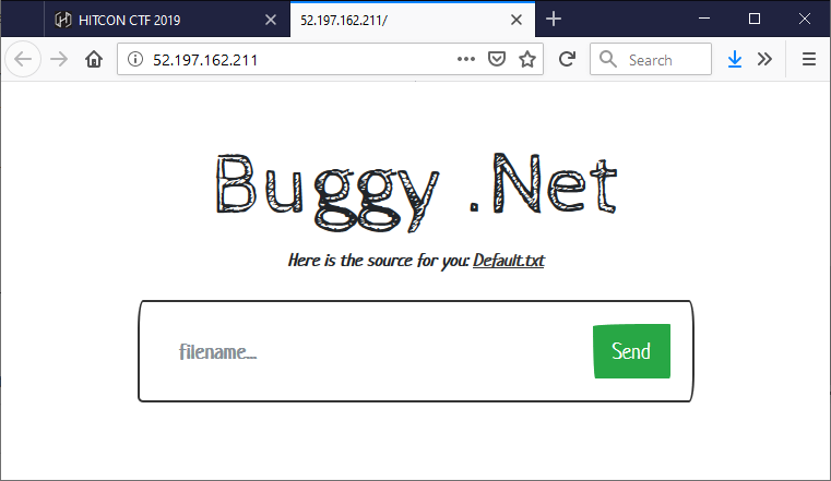 Main page of Buggy .Net service