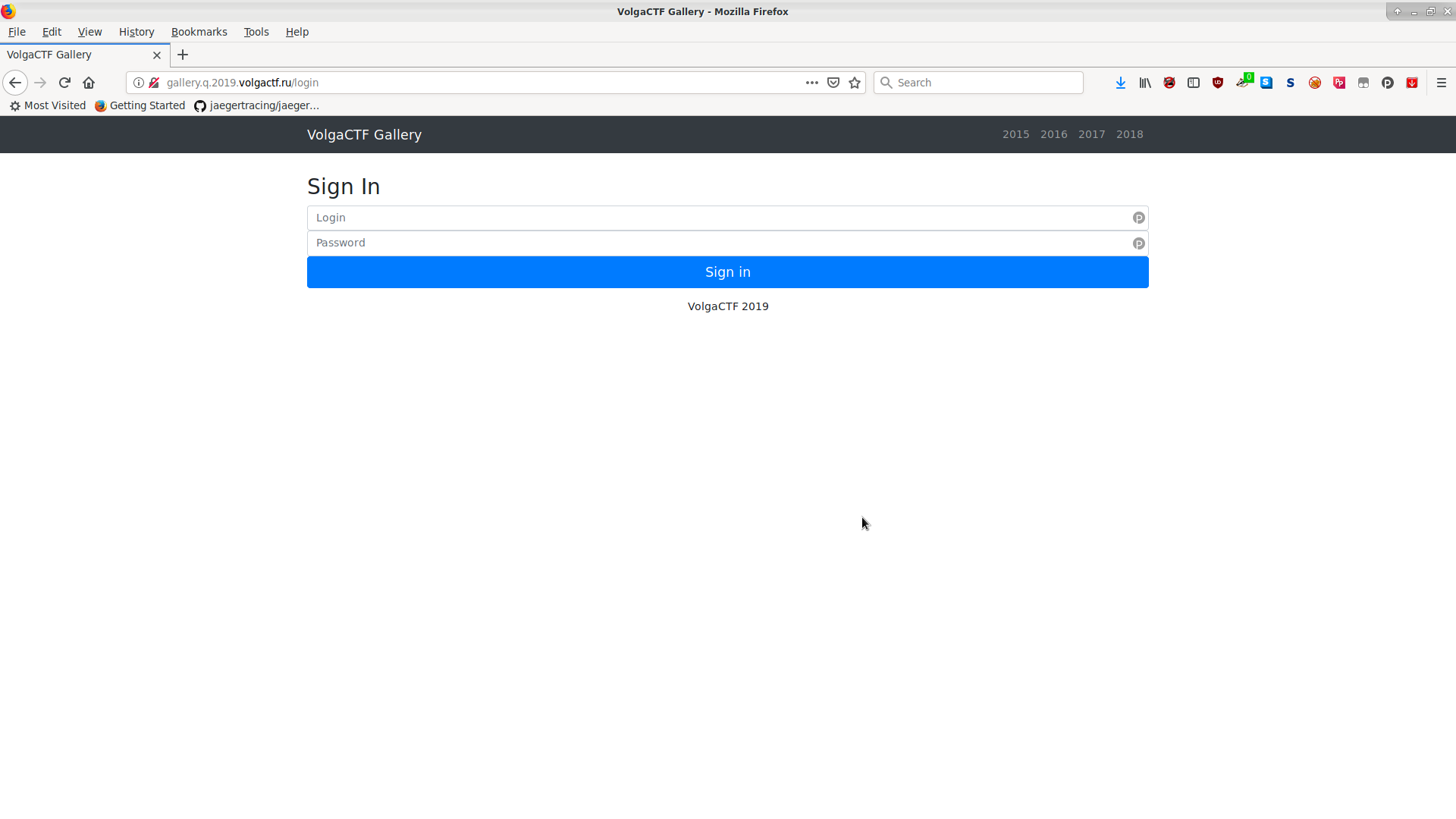 Main page of the application main page